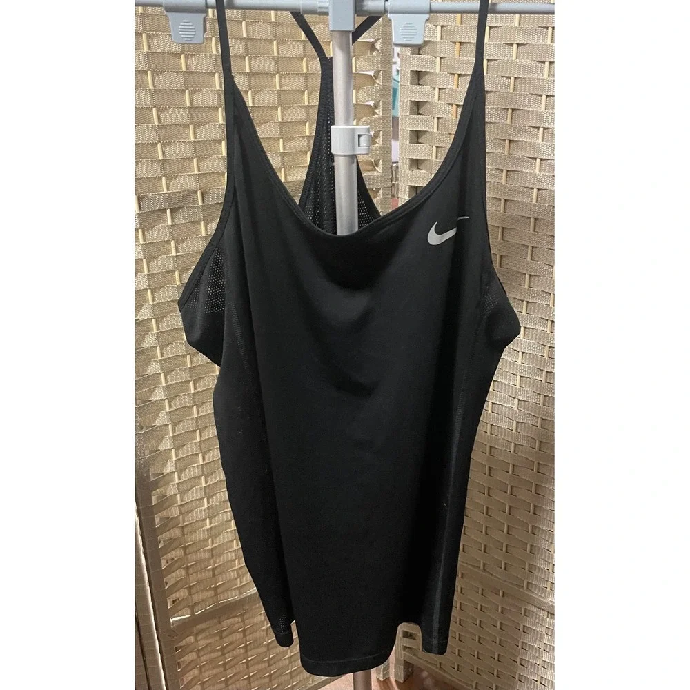 Nike Dri-FIT Womens Training Tank Top Black Mesh Racerback XL